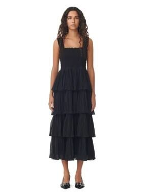 ganni monette georgette maxi dress GANNI Monette Georgette Maxi Dress